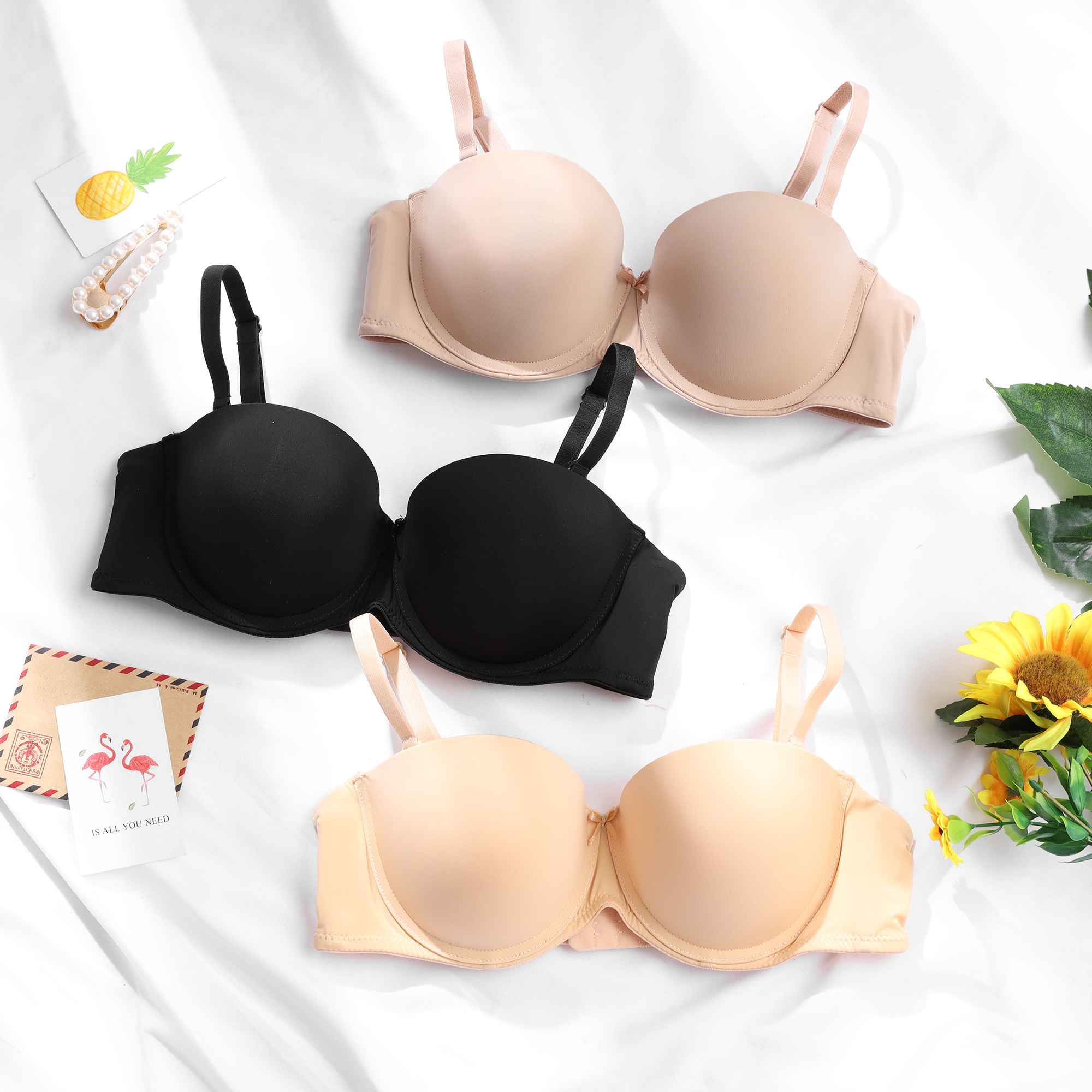 Áo Lót Nữ Trơn Nâng Ngực Mút Vừa Multiway Tháo Dây Mặc 2 Kiểu Bra Poppy