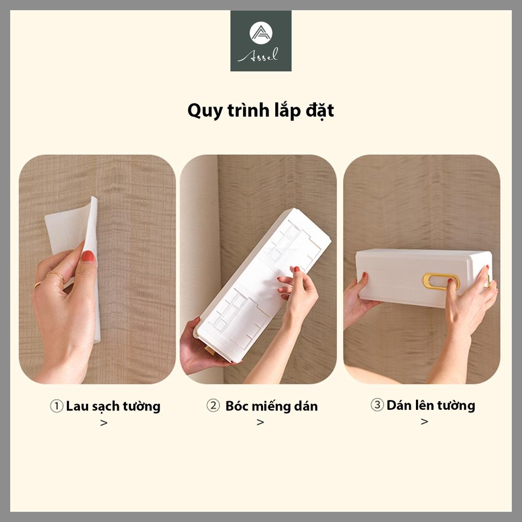 Kệ để tất và đồ lót chia ô có nắp, hộp treo tường đựng đồ cá nhân gia đình thông minh tiện lợi ASSEL