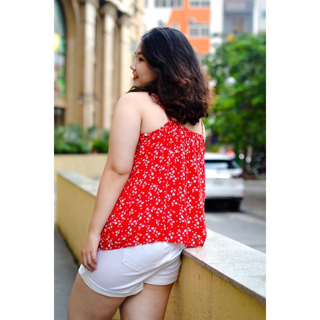 ÁO HAI DÂY ĐỎ HOA NHÍ CỔ NƠ BIGSIZE