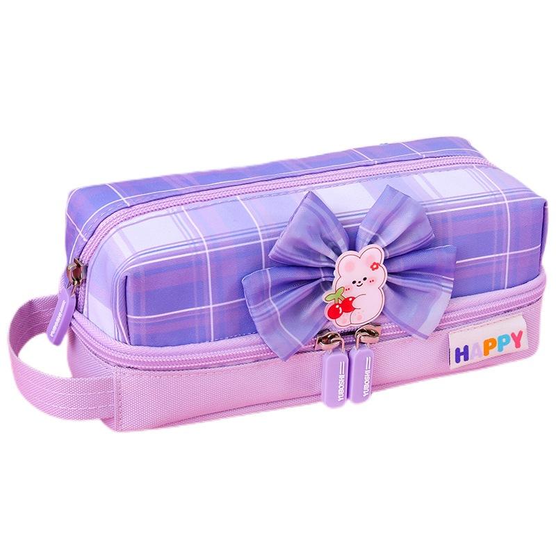 Hộp Bút Vải Cute Nhiều Ngăn Cho Bé Gái Nơ Happy  BU22