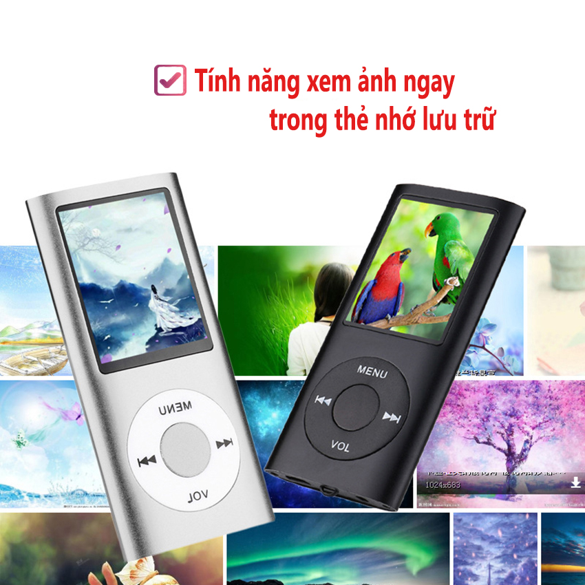 Máy nghe nhạc mp3 BTS kèm thẻ nhớ 8GB có FM, ghi âm, siêu tiết kiệm