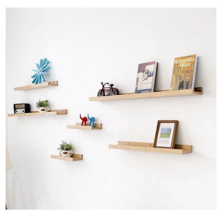 Kệ gỗ treo tường trang trí phòng ngủ để đồ lưu niệm mỹ phẩm giá sách cây cảnh mini