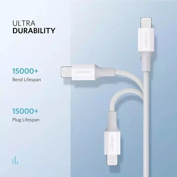 Ugreen UG60746US171TK 25cm cáp usb type c ra apple lightning 0.25m màu trắng - HÀNG CHÍNH HÃNG