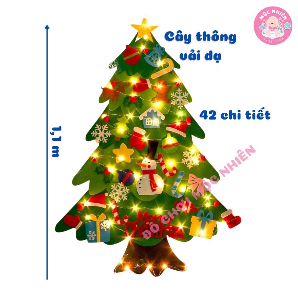 Cây thông Noel treo tường bằng vải dạ vải nỉ trang trí Giáng sinh