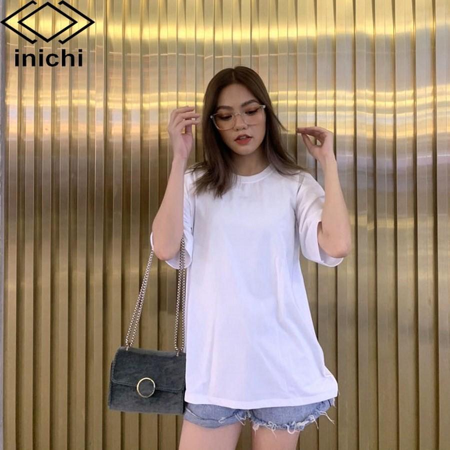 Áo thun trơn tay lỡ Unisex INICHI form rộng cá tính vải cotton co giãn 4 chiều nhiều màu  - A619