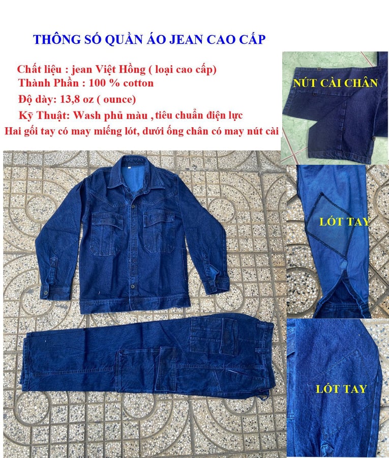 Quần áo Jean điện lực, thợ điện, thợ hàn