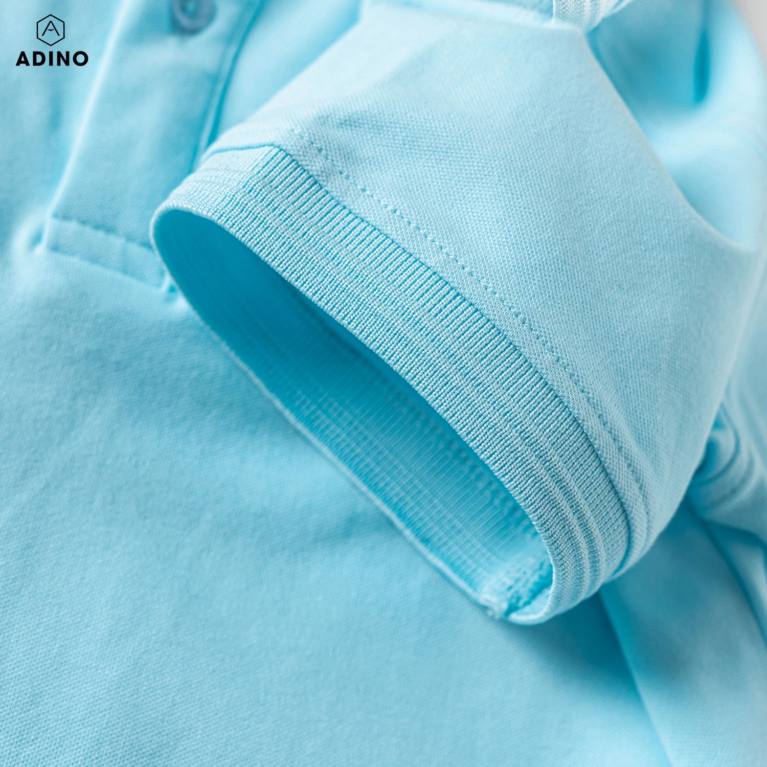 Áo thun có cổ nữ màu xanh ngọc phối viền chìm ADINO vải cotton polyester mềm dáng slimfit công sở hơi ôm trẻ trung APN03