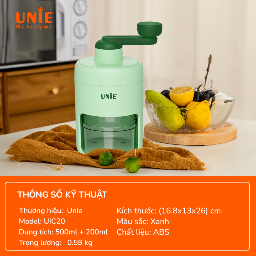 Máy bào đá mini Unie UIC20, Thao tác đơn giản bằng tay, không cần cắm điện, Lưỡi dao sắc bén,chất liệu an toàn - Hàng chính hãng