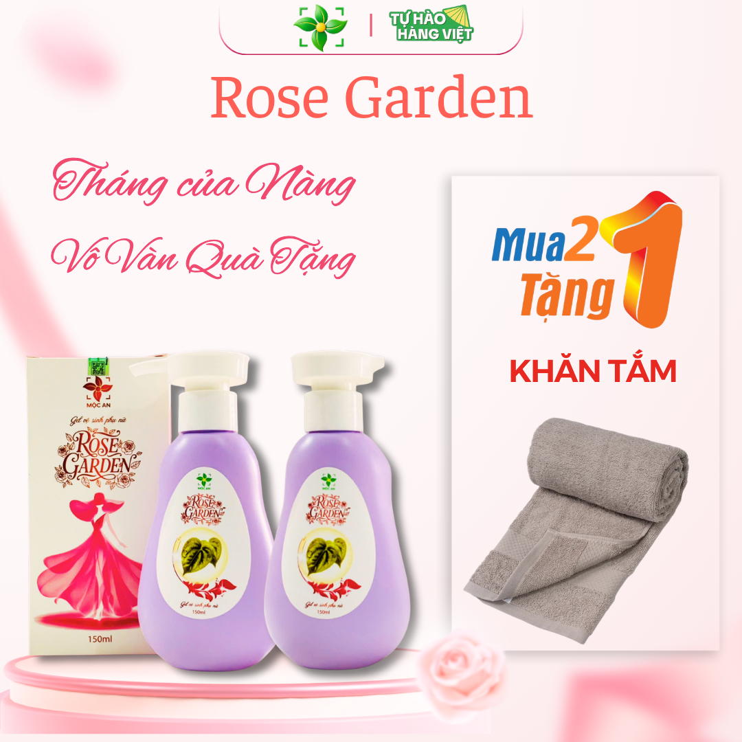 MUA 1 TẶNG 1 Dung Dịch Vệ Sinh ROSE GARDEN Hộp 150ml MỘC AN Thành Phần Lá Trầu Không, Nha Đam, Tía Tô, Bạc Hà
