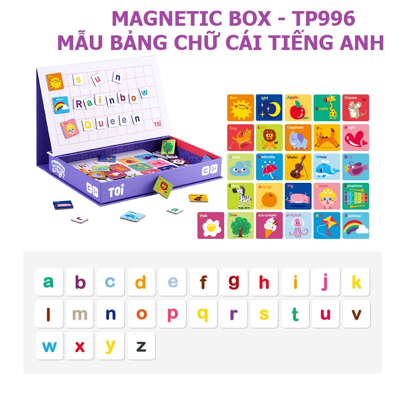 Bảng nam châm từ tính Thẻ học chữ cái tiếng Anh Magnetic Box Alphabet chính hãng TOI - TP996