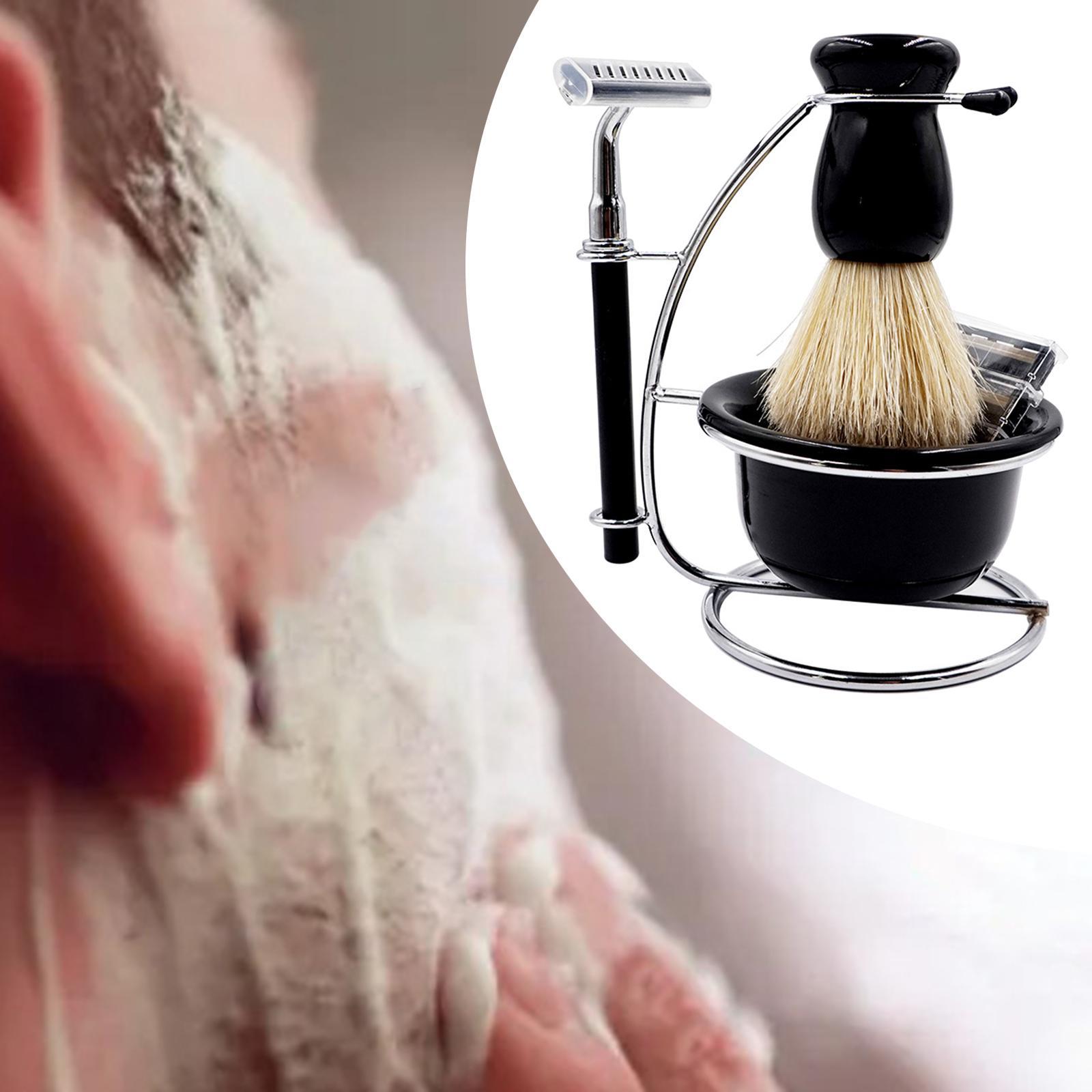 Travel Shaving Kit for Men Manual Stand Brush Bowl Set Elegant Durable
