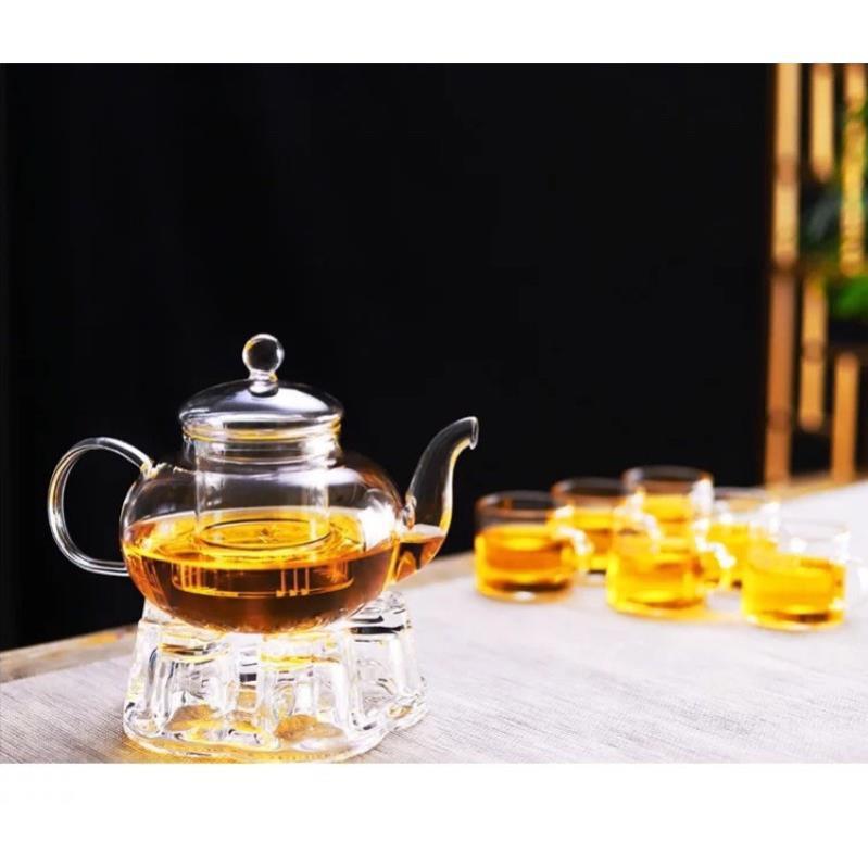 Combo ấm trà lọc 600ml và đế nến tim thuỷ tinh