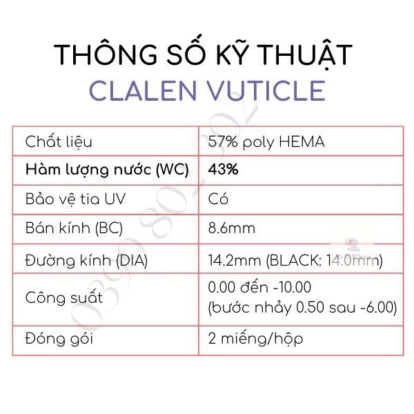 Kính áp tròng màu đen Clalen Vuticle cho đôi mắt tự nhiên và rạng rỡ(có đến 10 độ)