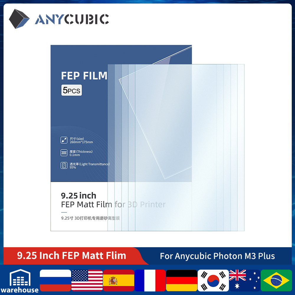 Anycubic fep matt flim cho photon m3 cộng với kích thước 260x175mm t = 0.1mm Phim phát hành mờ một mặt Phụ kiện in 3D