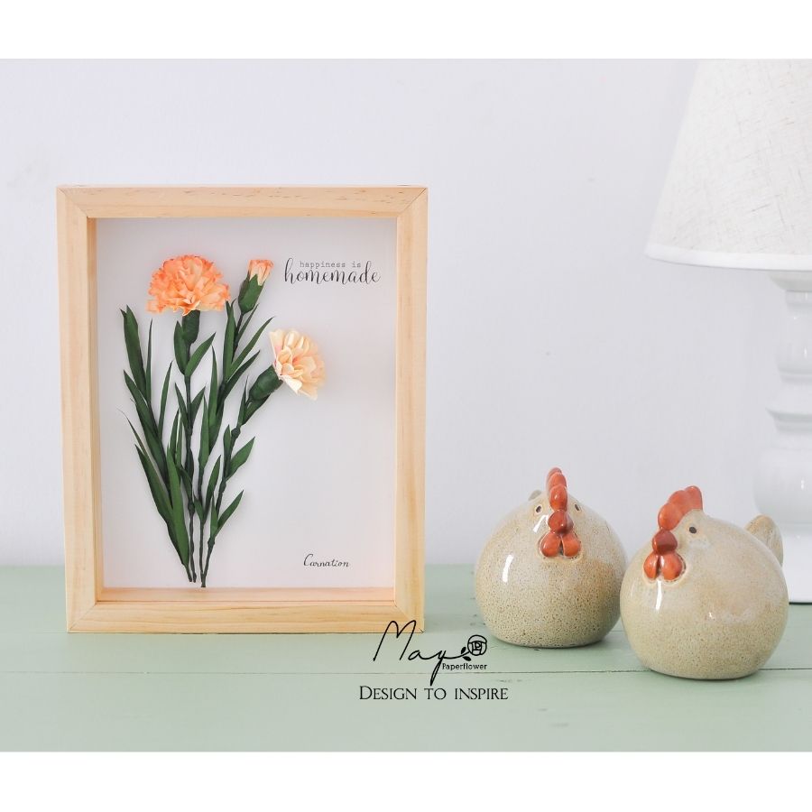 Tranh hoa giấy handmade trang trí cao cấp [20x25] cm - HOA CẨM CHƯỚNG Maypaperflower Hoa giấy nghệ thuật
