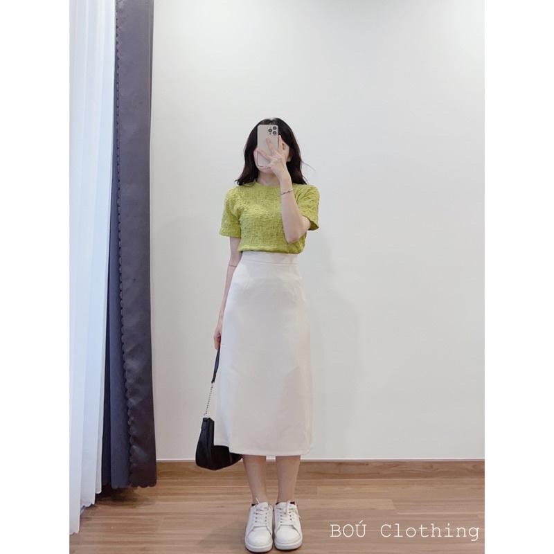Chân váy tây dáng chữ A dài xẻ sau
