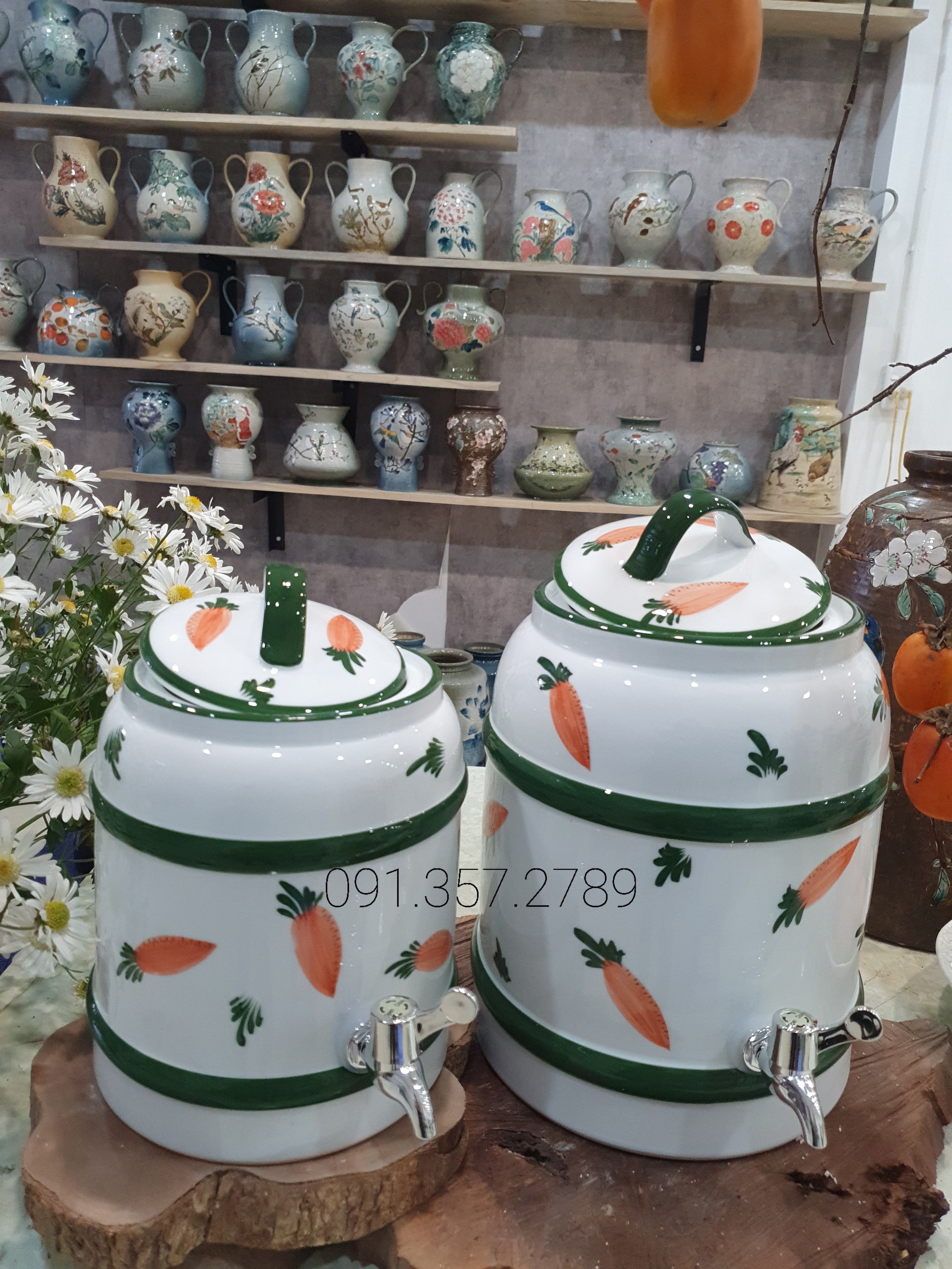 Bình đựng nước sứ Bát Tràng dung tích 4 lít