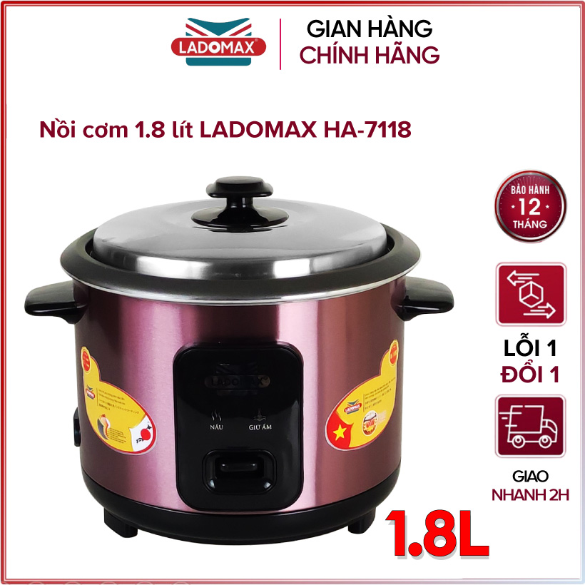 Nồi cơm điện nắp rời 1.8 lít Ladomax HA-7118 - Hàng chính hãng