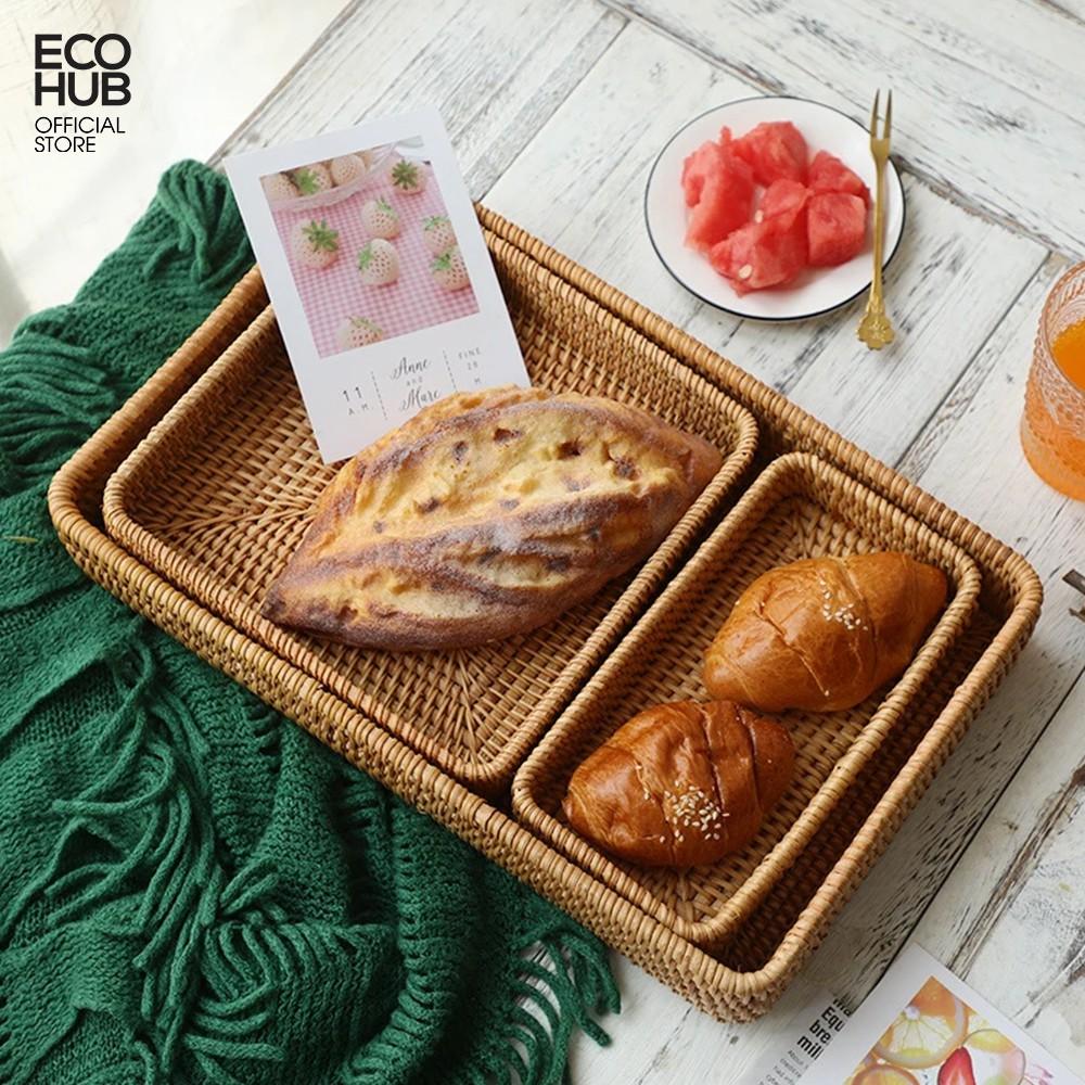 Bộ 3 Khay mây chữ nhật decor / bày đồ ăn | EH063