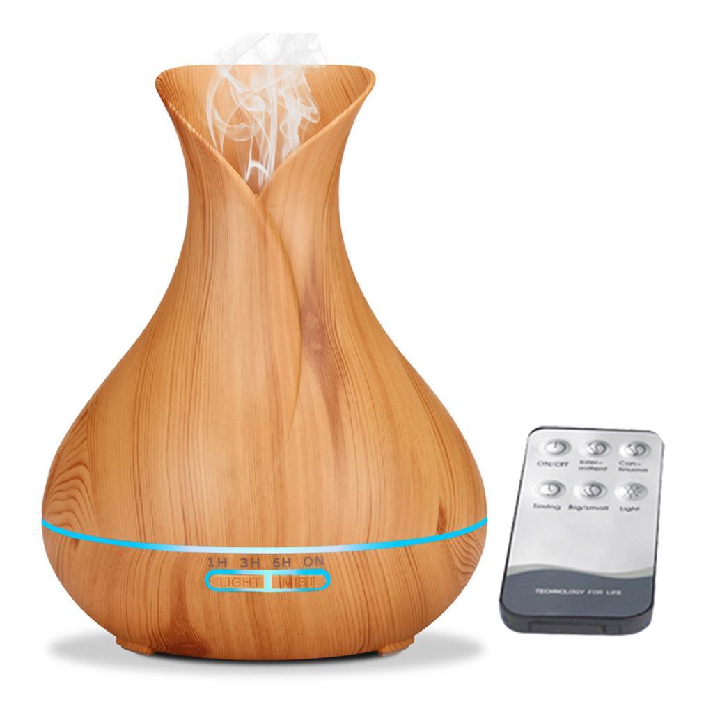 Wood Grain Air Humidifier Aroma Essential Oil Diffuser Office Home Decor