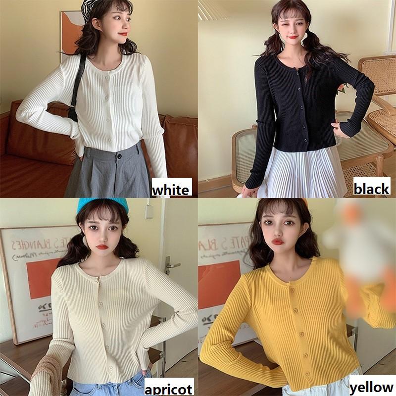 Áo Khoác Cardigan Dệt Kim Phối Nút Phong Cách Hàn Quốc Cho Nữ
