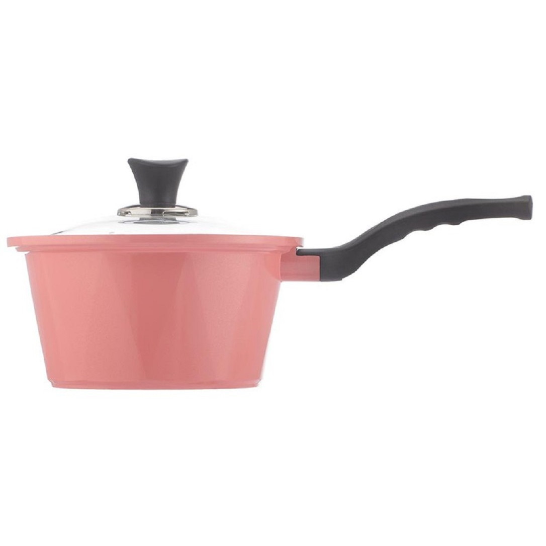 Quánh đúc đáy từ ceramic, men vân đá chống dính có nắp kính greencook Size 18cm(chọn phân loại màu)-Hàng chính hãng