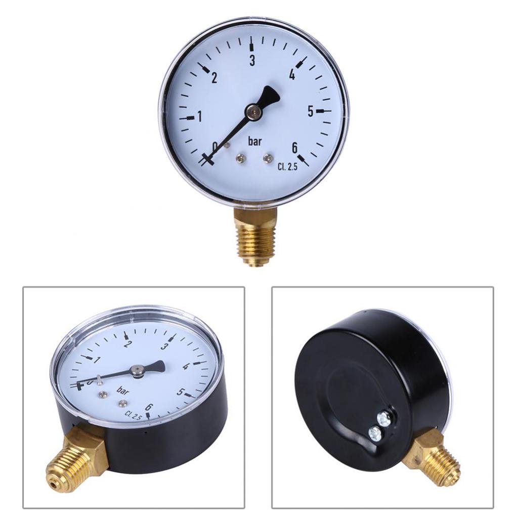1/4" NPT Side Mount 2.3"Face 6 Bar Compressor Compressed Air Pressure Gauge