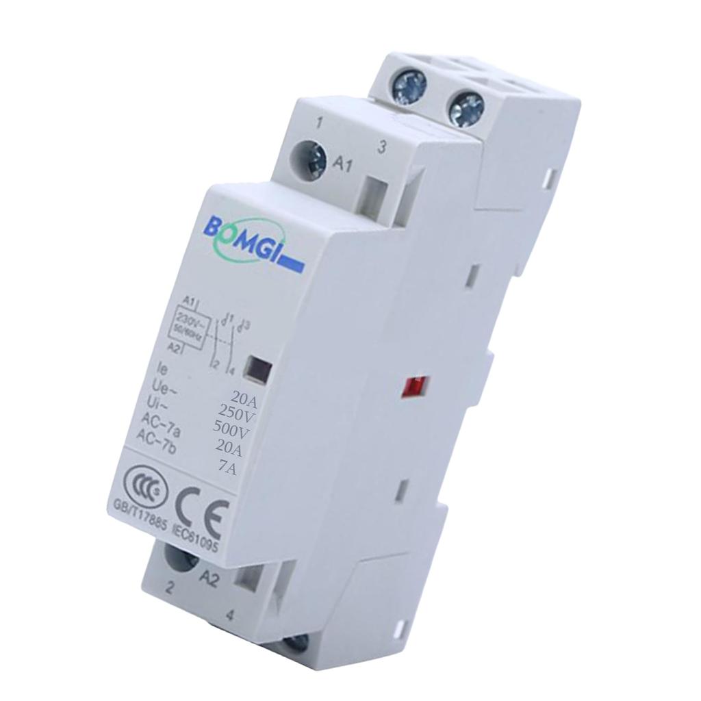 2 Pcs Automatic 2P 20A 2NO 230V 50HZ Household Din Rail AC Module Contactor