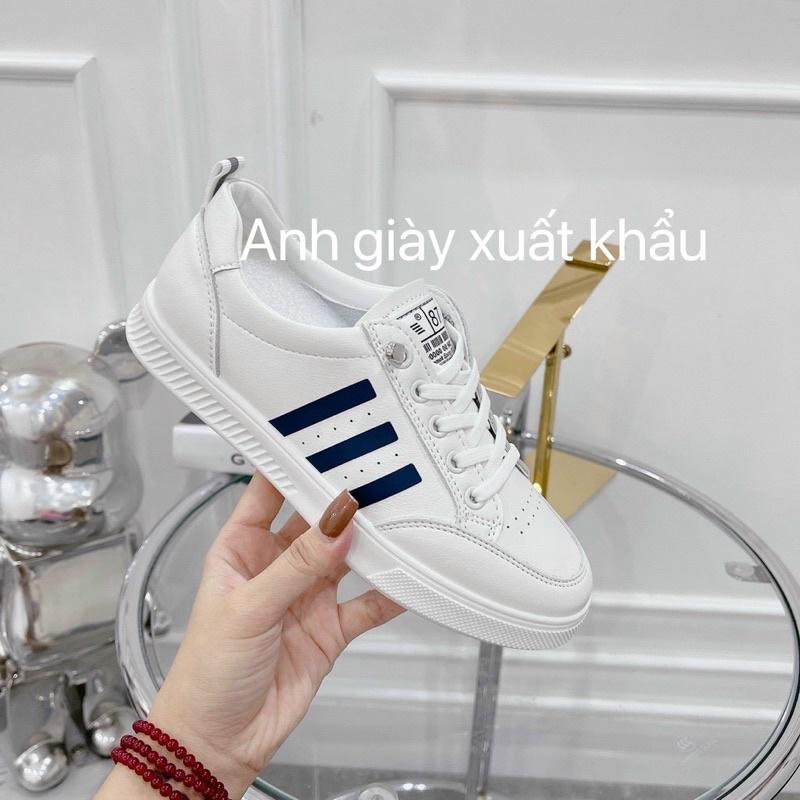 TT06 - Giày thể thao nữ trắng 3 vạch không cần buộc dây nhẹ êm