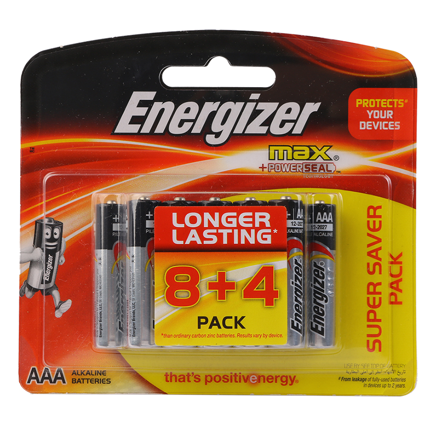 Pin Max 8 + 4 Viên Energizer E92 BP8+4 AAA