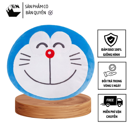 Gối Ôm Mặt Doraemon, gối ôm Sofa, Hình Mặt Doraemon Dễ Thương 33cm, Vải Cao Cấp Mềm Mịn - Sản Phẩm Có Bản Quyền, Phân Phối Bởi Teenbox