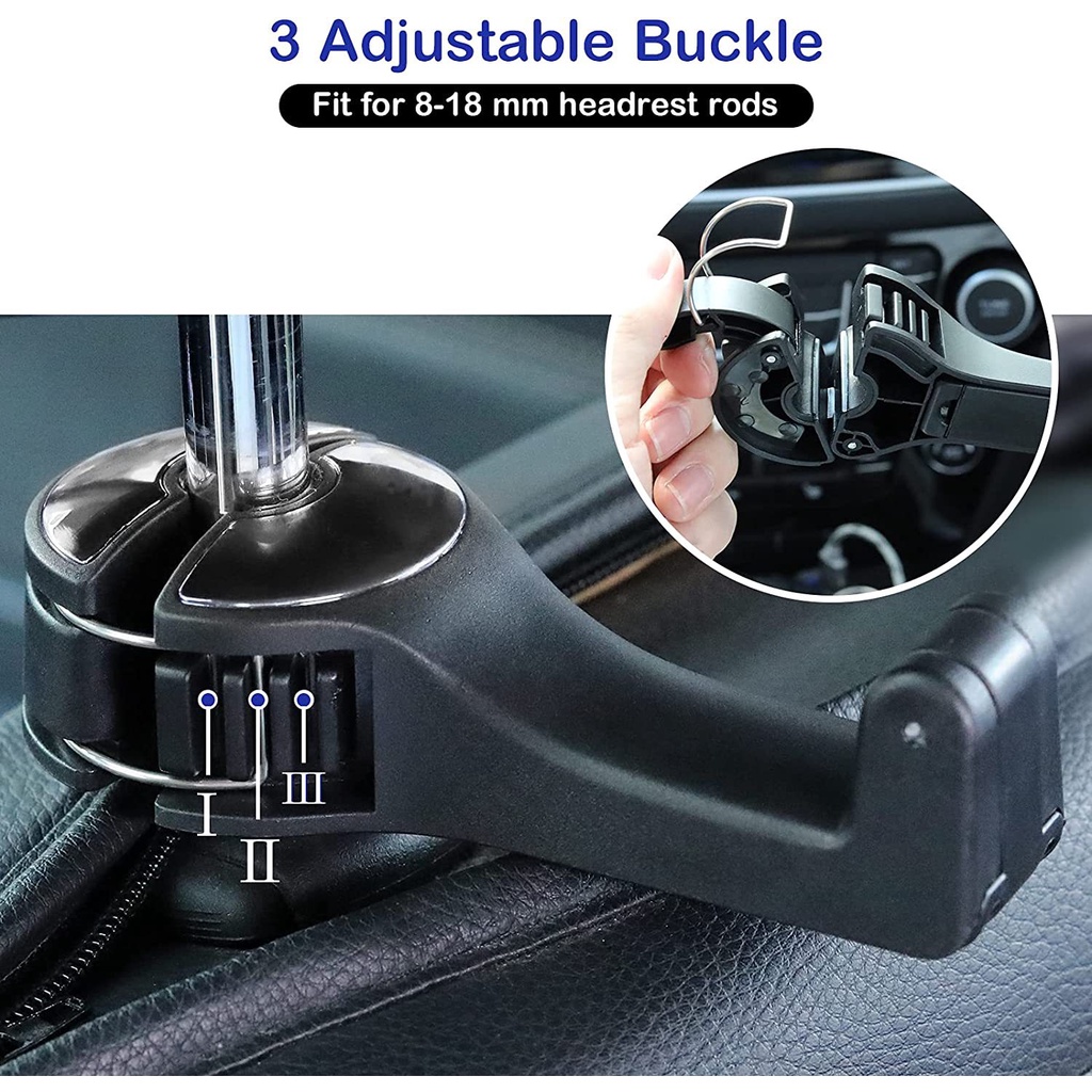 Móc treo đồ trên ô tô gài trước sau ghế, Kèm giá đỡ kẹp điện thoại trên xe tiện lợi thiết kế chắc chắn