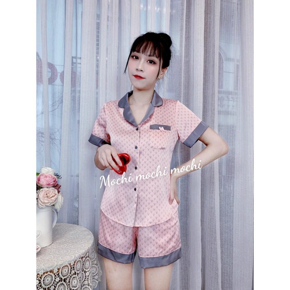Bộ mặc nhà, bộ Pijama nữ lụa Hàn cao cấp, hàng thiết kế, áo ngắn, quần đùi có size