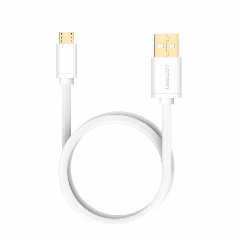 Micro-USB male to USB male cable gold-plated Trắng -Hàng Chính Hãng