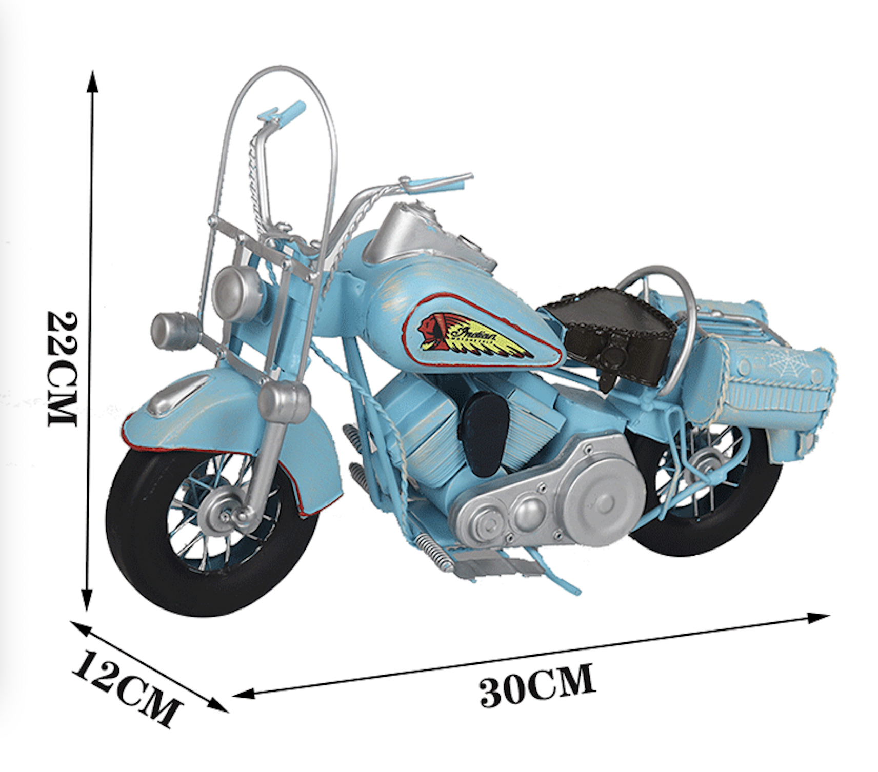 Mô Hình Xe Moto Indian Xanh Dương Retro