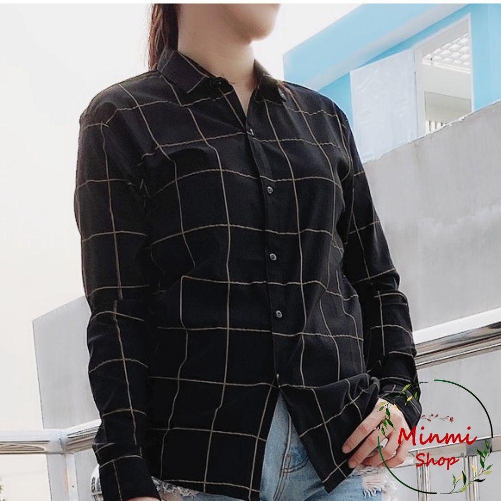 Áo Sơ Mi Nam Nữ Tay Dài Áo Ca Rô Caro Unisex Co Dãn Áo Cặp Đôi Hàng Xịn