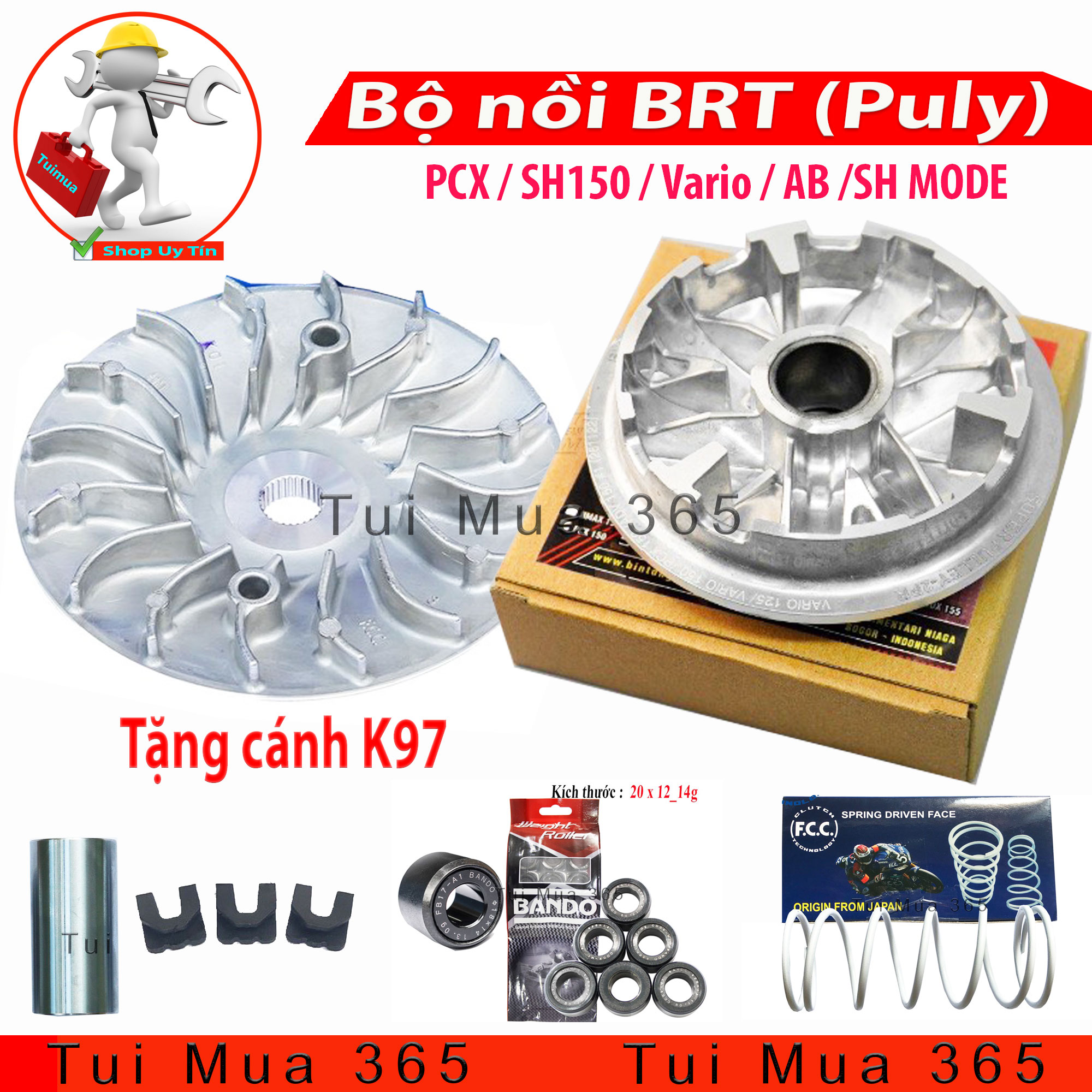 FULL BỘ NỒI TRƯỚC BRT RACING HONDA VARIO, AIRBLADE, CLICK, SH MODE, PCX, SH VN TẶNG KÈM CÁNH QUẠT