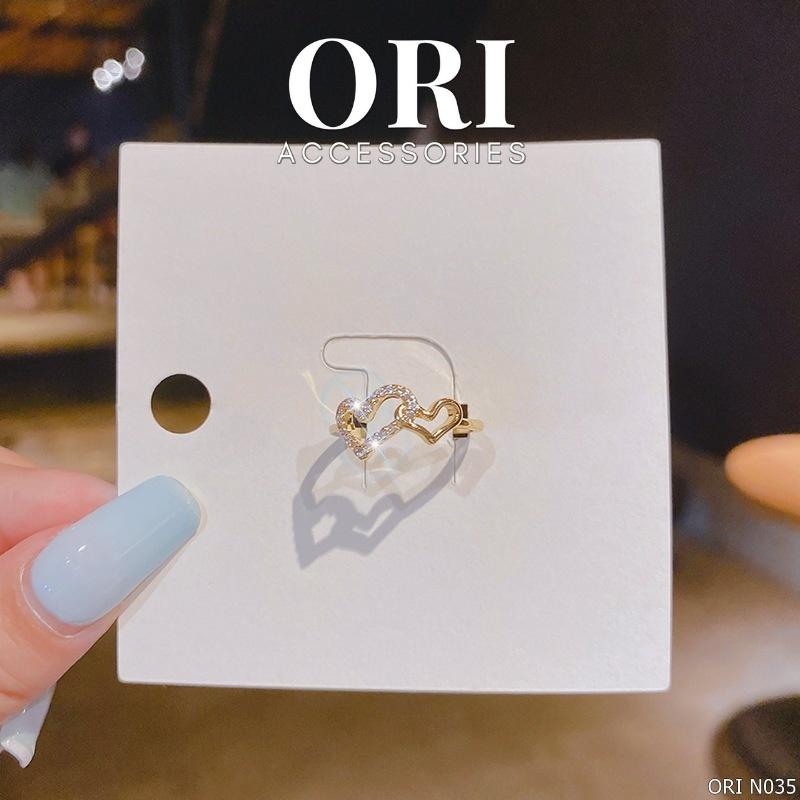 Nhẫn nữ Freesize trái tim Double Heart thời trang xinh xắn ORI ACCESSORIES N035