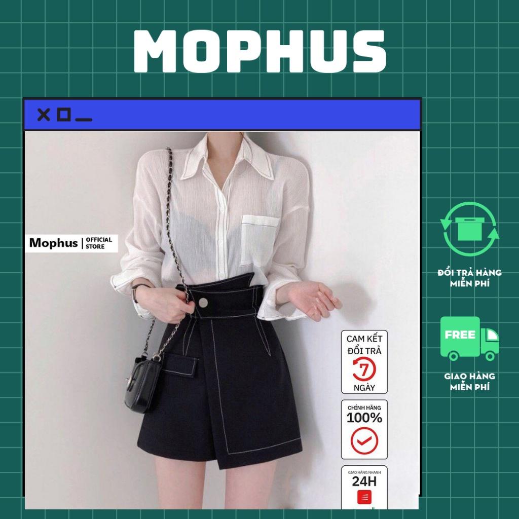 Quần giả váy quần chân váy cạp chéo viền chỉ nổi phong cách Hàn Quốc Mophus MV010