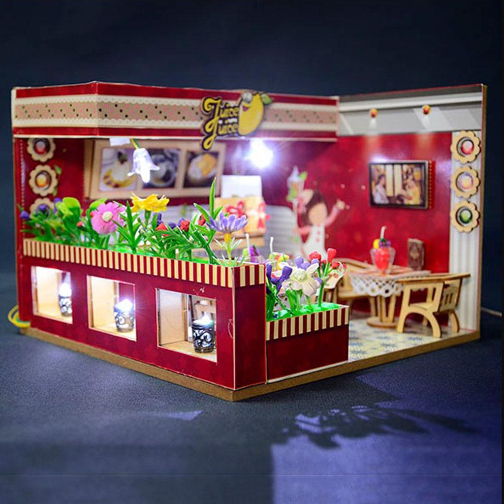 Dollhouse Miniature with Furniture, DIY Dollhouse Kit, Creative Room Decorations Kit, 1:24 Scale Model House for Woman and Girls  (Sweet Juice Shop)