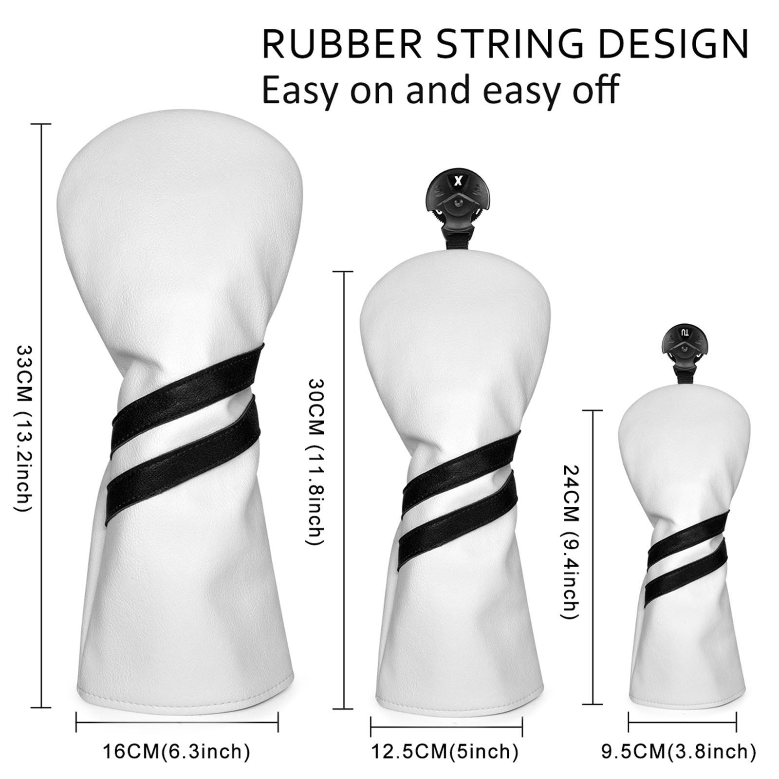 3x Golf Cover Headcover with Interchangeable Number Tag Protector