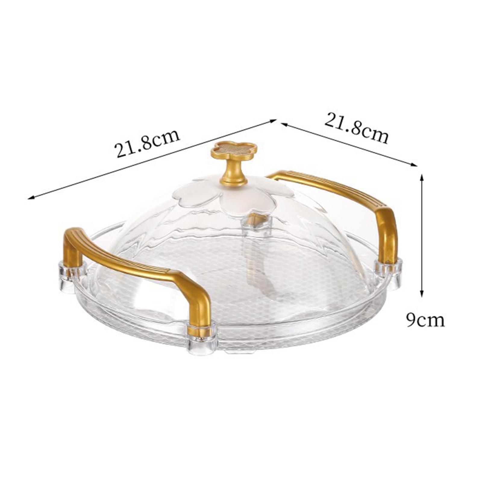 Cake Stand with Cover Round Serving Tray with Handle Dessert Snack Tray Countertop Organizer Transparent for Tea Breakfast