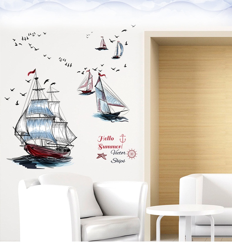Tranh decal dán tường trang trí phòng làm việc, văn phòng công ty " CĂNG BUỒM RA KHƠI"