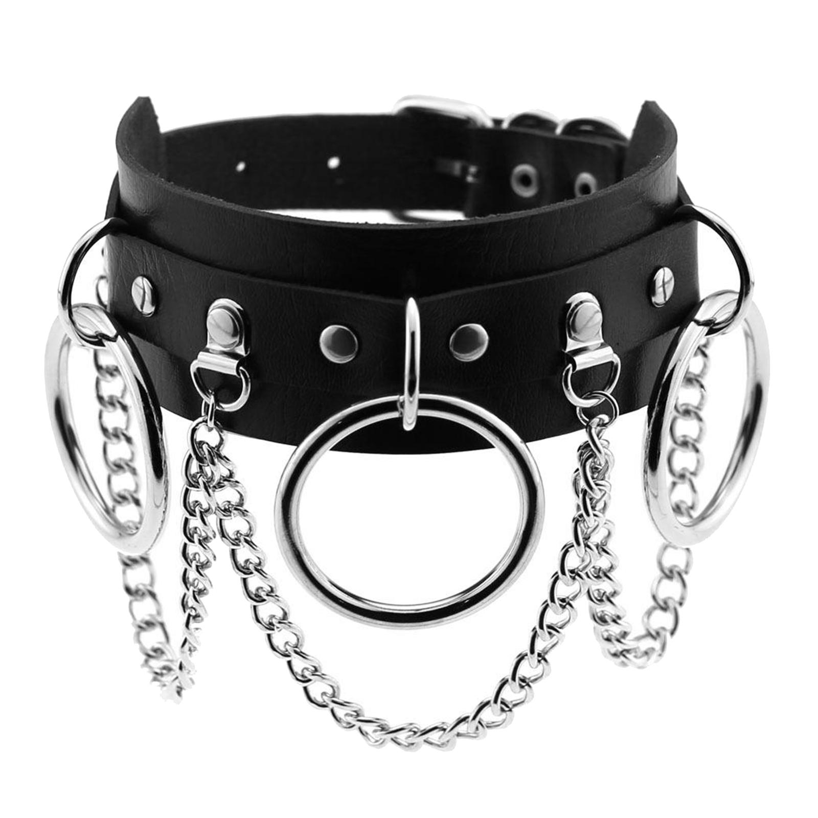 PU Leather Choker Necklace Chain Collar  Rock Necklace Decor
