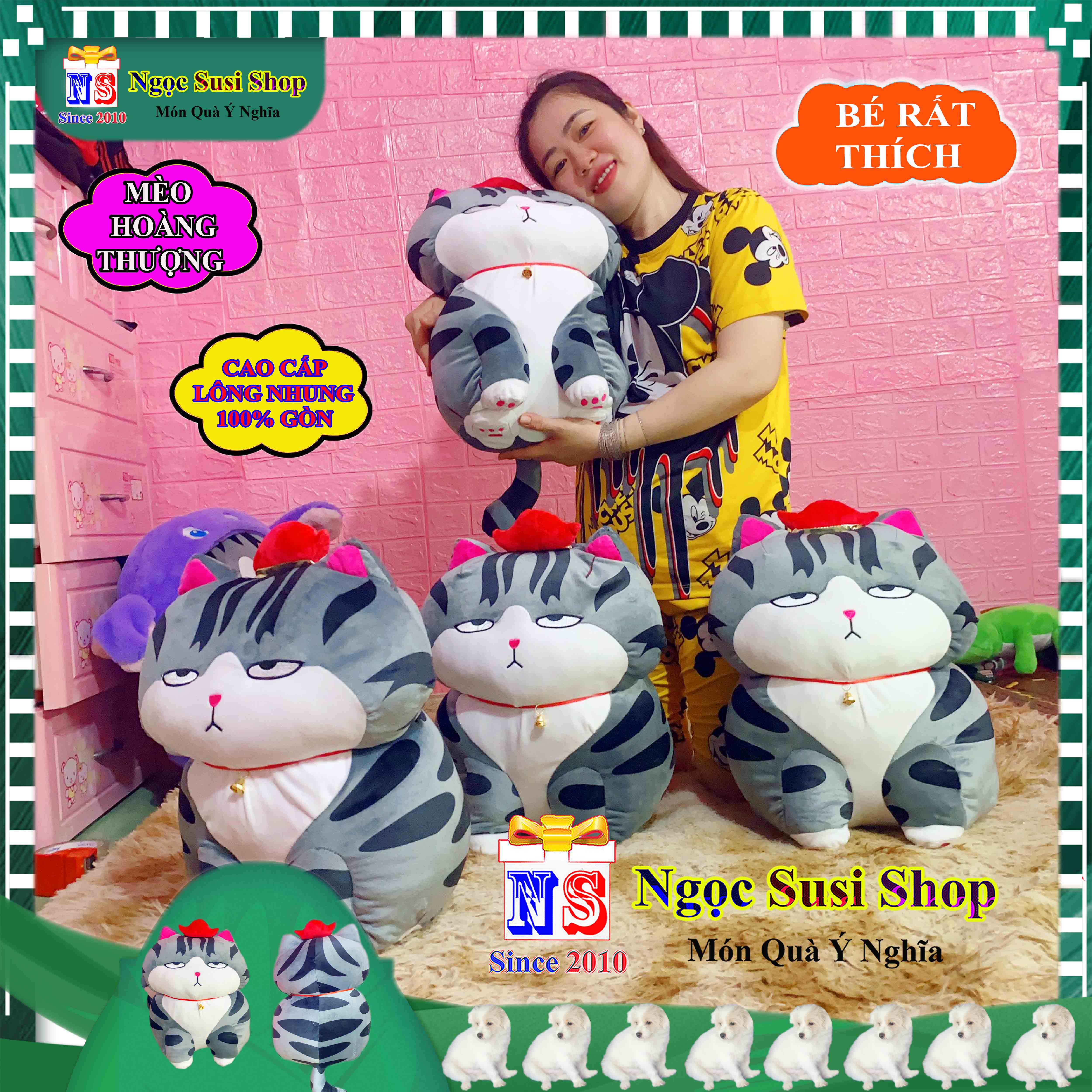 GỐI ÔM THÚ BÔNG CON MÈO HOÀNG THƯỢNG SIÊU MỀM MỊN QUÁ ĐẸP SIZE 50CM - GẤU BÔNG CON MÈO THƯỢNG ĐẾ HÀNG HOT GIAO NHANH