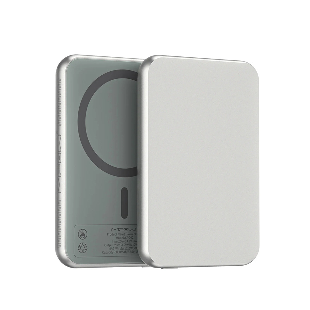 Pin Dự Phòng Không Dây MIPOW MAGLINK SLIM 5000 mAh SPQ02 Sạc Nhanh 20W Thiết Kế Siêu Mỏng Sạc Từ Tính Không Dây Hàng Chính Hãng