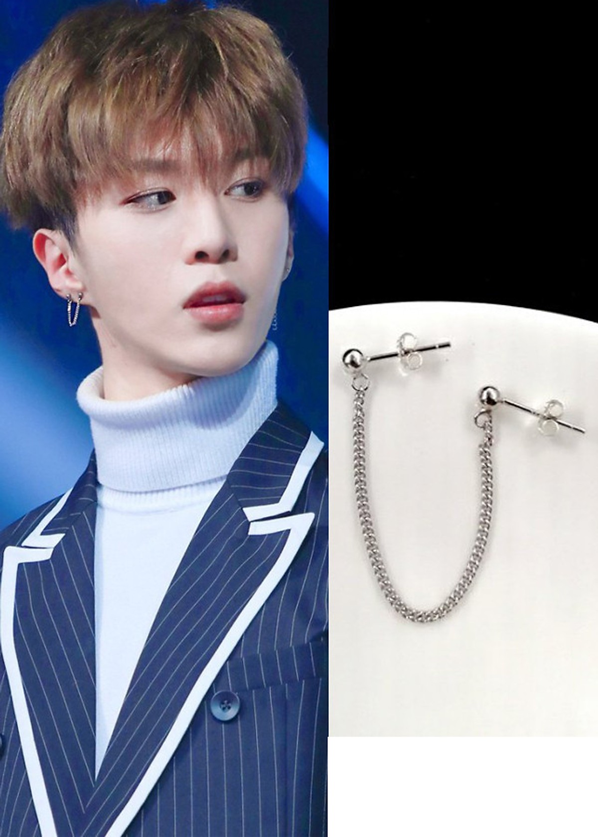 Bông tai unisex sợi mắt xích style unisex