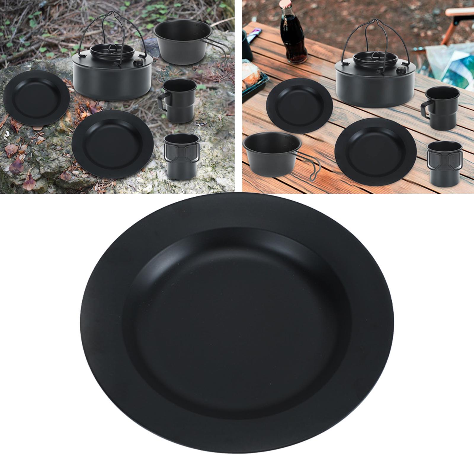 Round Tableware Plate Dinner Cookware Camping Dish for Fishing Picnic Indoor