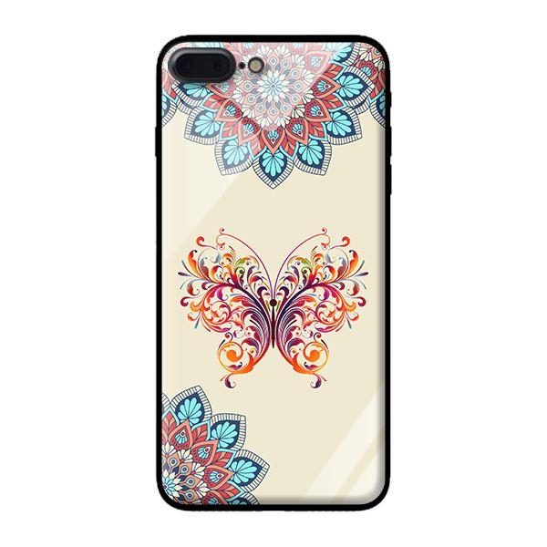 Ốp lưng kính cường lực cho iPhone 8 Plus Họa Tiết Bướm - Hàng chính hãng