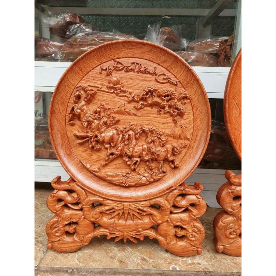 Tranh Đĩa Mã Đáo Thành Công gỗ Hương nguyên khối -hàng loại 1